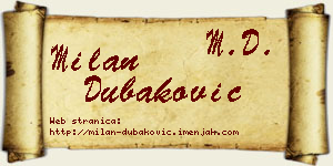 Milan Dubaković vizit kartica